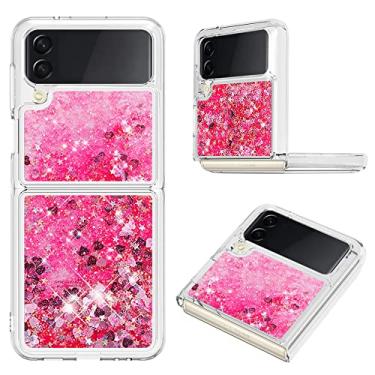 Imagem de CQUUKOI Capa de areia movediça para Samsung Galaxy Z Flip 3 2021 luxo bonito brilho glitter líquido capa flutuante macia TPU transparente para Samsung 5G meninas mulheres (A8, Galaxy Z Flip 4)