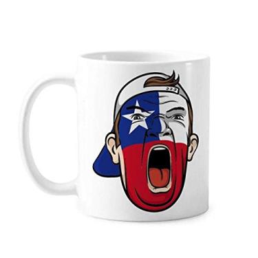 Imagem de Bandeira do Chile Maquiagem Facial Cabeça Chapéu Grito Caneca Cerâmica Café Porcelana Copos de Mesa