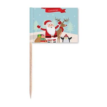 Imagem de mas Papai Noel, alce, pinguim, festival, palito, bandeiras, marcadores, decoração de festa