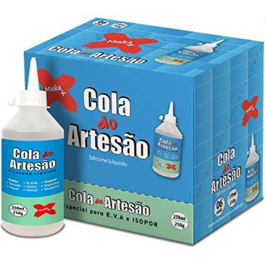 Imagem de Cola Para Artesanato Artesao Silicone Liquido 250ml - Caixa com 6, Make+, 6014, Multicor