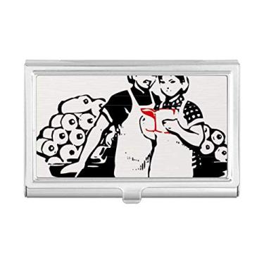 Imagem de Carteira feminina de bolso com estampa chinesa vermelha para cartão de visita