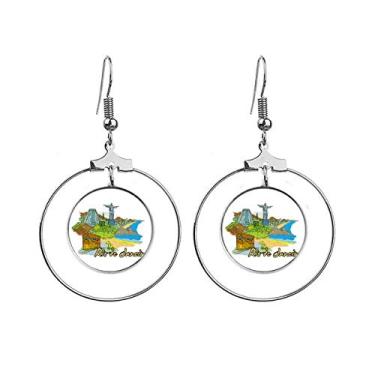 Imagem de Brincos de argola pendentes pintados à mão no Rio de Janeiro