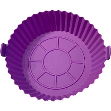 Imagem de ZYNEX - Cesta de Silicone para Air Fryer, Antiaderente 20 cm - Forma Cesto Reutilizável de Fritadeira, Forro Assadeira (Roxo)