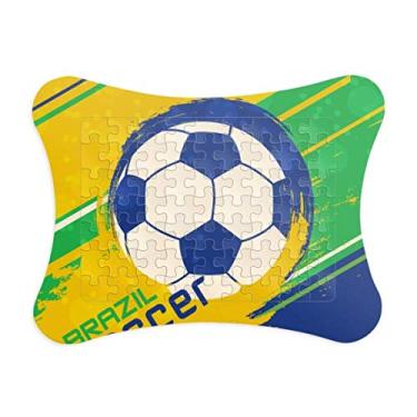 Imagem de Moldura de quebra-cabeça esportiva de futebol brasileiro, enfeite de quebra-cabeça