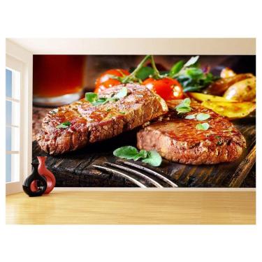 Imagem de Papel De Parede Alimentos Carne Churrasco Bife 3,5M Al305