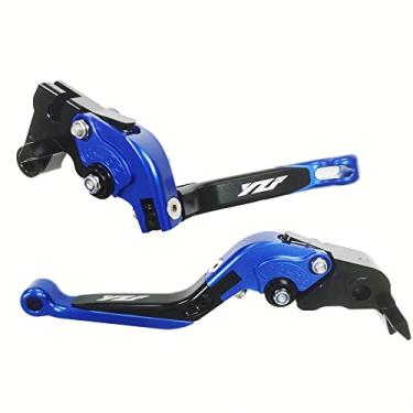 Imagem de Conjunto de alavancas de freio e embreagem com logotipo de gravação de acessórios de motocicleta CNC extensível dobrável ajustável compatível com Yamaha YZF R1 2004-2014 R6 2005-2016