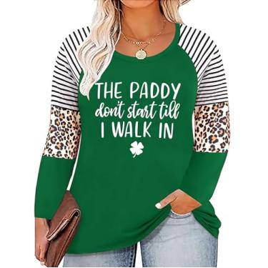 Imagem de Camiseta feminina plus size St. Patrick's Day Camiseta Lucky Shamrock Camiseta Green Heart Trevo Irlandês Tops, Verde 7, GG Plus Size
