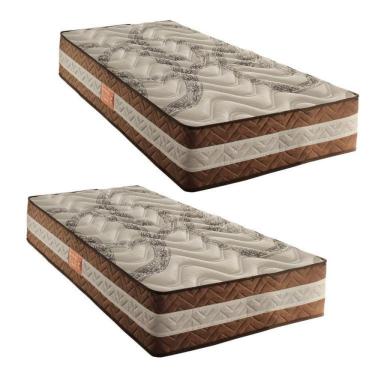 Imagem de Kit com 2 Colchões Solteiro Molas Ensacadas Samambaia 30x88x188cm Rustico Cerejeira