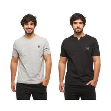 Imagem de Kit com 02 Camisetas Wooks Masculina Gola Portuguesa WC3-Masculino