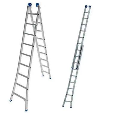 Imagem de Escada de Alumínio Extensiva 2x9 Degraus 2.81 x 4.50 Metros EVALD