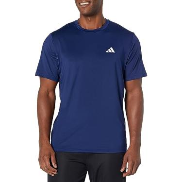 Imagem de adidas Camiseta masculina Essentials Stretch Training, Azul escuro/branco, M Alto