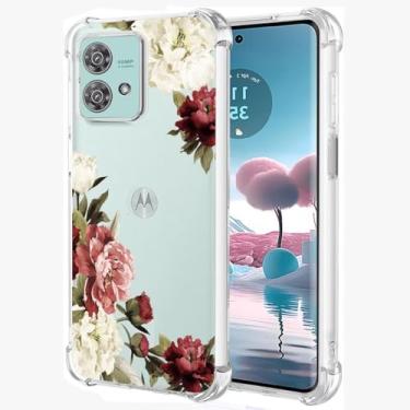 Imagem de Ueokeird Capa de telefone para Motorola Edge 40 Neo, capa protetora fina à prova de choque com estampa floral flexível TPU para Motorola Edge 40 Neo 5G Blossom Flower