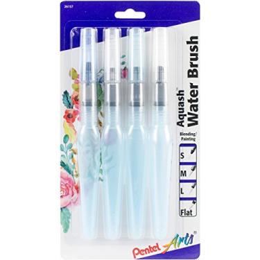 Imagem de Pentel Pincel de água Arts Aquash pontas sortidas, pacote com 4 (FRHBP4M), branco, pequeno