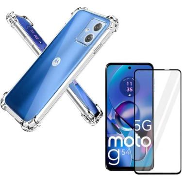 Imagem de Capa Capinha Anti Impacto + Película Premium 9D Cerâmica Para Moto G54