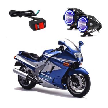 Imagem de Par Farol de Milha Angel Eye U7 Azul para Moto Kawasaki NINJA ZZR 1100