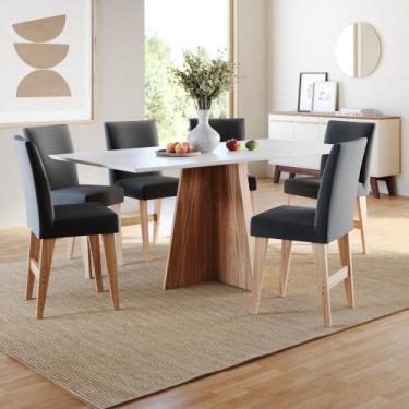 Imagem de Conjunto Sala de Jantar 1,60m 6 Lugares Mesa Lune e Cadeira Ane Bege B