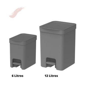 Imagem de Kit com 2 Lixeiras com Pedal Cozinha Banheiro Lavabo Esconde Sacola Tr
