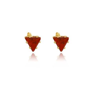 Imagem de Brinco Pequeno Triângulo 6mm Zircônia Folheado a Ouro 18k - 05 -, UNIC