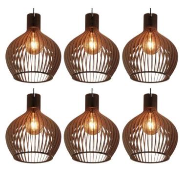 Imagem de 6 Luminarias Grandes Pendentes Lustre Decorativo Bar Lanchonete Restau