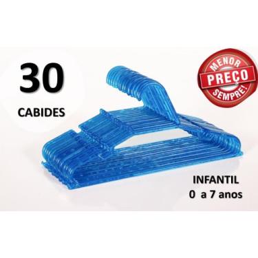 Imagem de Cabide Infantil de Acrílico Azul  Kit com 30 unidades Envio Imediato -