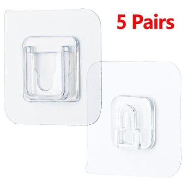 Imagem de Ganchos adesivos de parede transparentes - N/A, 6cmX6cm, 5 pares