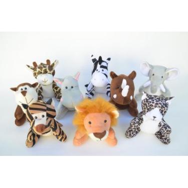 Imagem de Bichos de Pelúcia de Safári Floresta Selva 9 Peças Leão Girafa Zebra M