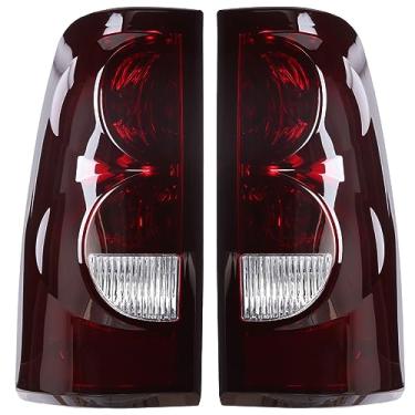 Imagem de Boine Luz traseira compatível com Chevy Silverado 2003-2006 1500 2500 3500 GMC Sierra 1500 2500 lâmpadas de freio traseiro do lado do motorista e do passageiro (lente fumê vermelha (OE)