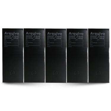 Imagem de Kit 5 Caixa Arquivo Morto Ofício Polionda Escritorio - Alaplast, Preto