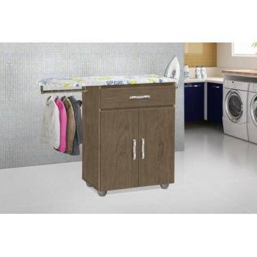 Imagem de Tabua de passar roupa Gaveta 02 portas Amêndoa com cabideiro - PASSE B