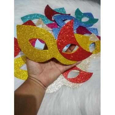 Imagem de Mascara Glitter Lua 35 UNIDADES com elástico, para festas, aniversário