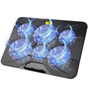 Imagem de AICHESON Almofada de resfriamento para laptop com 6 ventiladores de alta velocidade, cooler de computador com 7 ângulos ajustáveis, compatível com laptops de 13 a 17,3 polegadas