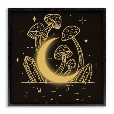Imagem de Stupell Industries Moon In The Shroom Framed Giclee Wall Art Design por Ahmed Sameh Hussein, moldura preta, 43 x 43 cm