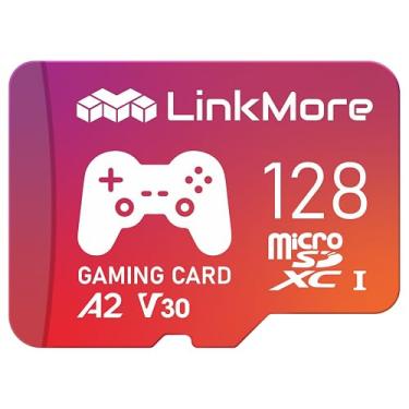 Imagem de LinkMore Cartão Micro SDXC para jogos de 128 GB, A2, UHS-I, U3, V30, Classe 10, velocidade de leitura de até 160 MB/s, velocidade de gravação de até 100 MB/s, adaptador SD incluído (XV23 PRO)