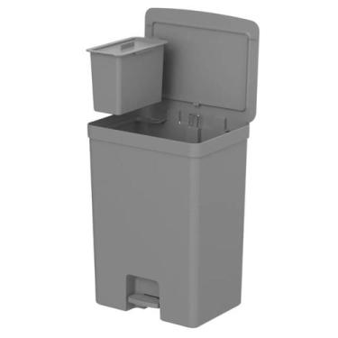Imagem de Lixeira Para Cozinha Com Compartimento Para Recicláveis 46l + 4l Com P