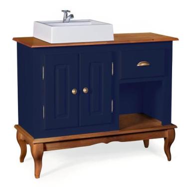 Imagem de Gabinete para Banheiro 2 Portas com Cuba Dália 3058 Linz Móveis, Azul 