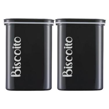 Imagem de KIT 2 Pote Porta Biscoitos Bolachas Cookies 2LT Quadrado Herméticos - 