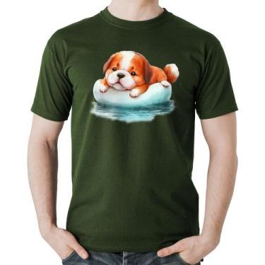 Imagem de Camiseta Algodão Cachorrinho Na Piscina  - Foca na Moda, Musgo, G