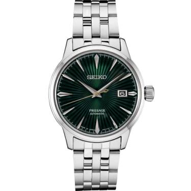 Imagem de SEIKO Relógio automático masculino – Coleção Presage – com calendário de data – Resistente à água até 50 m, Verde - SRPE15, 40.5 mm, Corda automática