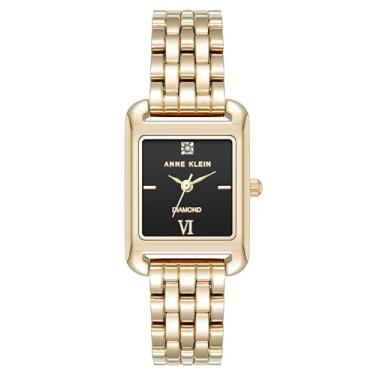Imagem de Anne Klein Relógio feminino genuíno com mostrador de diamante, Dourado