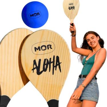 Imagem de Kit 2 Pares de Raquete Frescobol Aloha Mor Beach Tennis Jogos de praia verão para 2025 conjunto com custo beneficio + 1 Bolinha extra