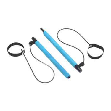 Imagem de rockible 2 Seções Pilates faixas de resistência, barra de tonificação portátil com equipamento de ginástica de loop de pé para agachamento, Azul