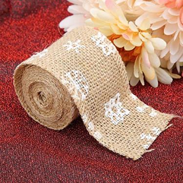 Imagem de Suprimentos de Artesanato Naturais de DIY Istmas - Tiras Coloridas de Estopa 5 Pacote para Presentes Artesanais, Decoração Rústica e Projetos de Férias (6 cm de flocos de neve vermelhos) (6 cm de flocos de neve naturais)