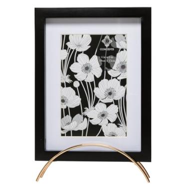 Imagem de Porta-retrato Conceapt 15 x 20 cm preto com arco de metal dourado e elegante para mesa, prateleira ou mesa, minimalista, decoração de casa e escritório, 1 peça