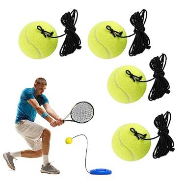 Imagem de Bola de treinamento de tênis, 4 peças, bola amarela de rebote de tênis com corda para iniciantes, equipamento de treinamento para treinamento, auxiliares de fisioterapia ocupacional