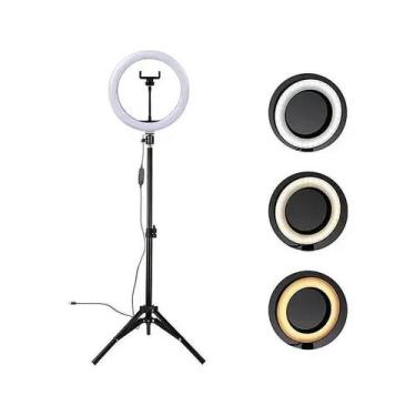 Imagem de Ring Ligth Anel Luz Led Rgb 30Cm 12 Pol + Tripé Suporte Cel - Armarinh