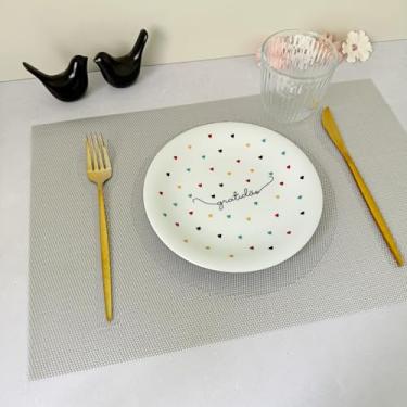 Imagem de Kit 10 Lugar Jogo Americano Retangular Mesa Posta Jantar Cozinha Sousplat Descanso De Prato Decorativo (Prato Prata)