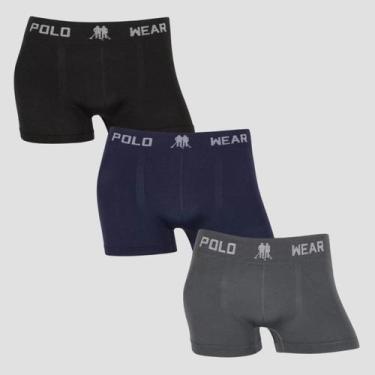 Imagem de Kit 3 Cuecas Infantil Polo Wear Sem Costura Lisa Poliéster, 1 preto, 1