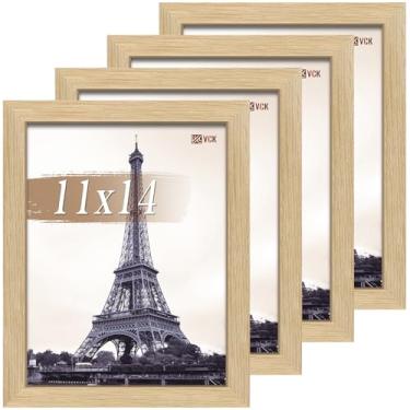 Imagem de VCK Conjunto de 4 porta-retratos de 28 x 35,5 cm, carvalho, qualidade de galeria, borda de 2,9 cm de largura, acrílico polido, exibição de parede vertical ou horizontal para foto/arte/impressões