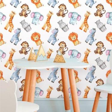 Imagem de Papel De Parede Autocolante Baby Safari Aquarela - Inove Papéis de Par