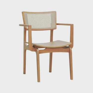 Imagem de Cadeira Apollo com Braço Madeira Maciça Encosto Telinha Assento Anatômico Madeira